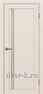 Межкомнатная дверь Optima Porte Турин 527.121 АПС SG в цвете ясень перламутровый со стеклом Мателюкс и молдингом матовое золото