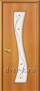 Остекленная недорогая межкомнатная дверь Лагуна ДФ в финиш-пленке миланский орех