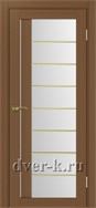 Межкомнатная дверь Турин 524 АСС SG в экошпоне орех со стеклом Мателюкс и молдингом матовое золото