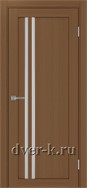 Межкомнатная дверь Оптима Порте Турин 525.121 АПС SC в экошпоне орех со стеклом Мателюкс и молдингом матовый хром