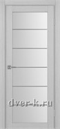 Межкомнатная дверь Оптима Порте Турин 501.2 ACC SC в экошпоне серый дуб со стеклом Мателюкс и молдингом матовый хром