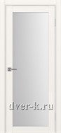 Межкомнатная дверь Оптима Порте Турин 501.2 в бежевом экошпоне со стеклом Мателюкс