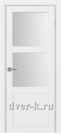 Межкомнатная дверь Оптима Порте Турин 530.221 в экошпоне белый лед со стеклом Мателюкс