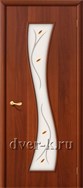 Остекленная недорогая межкомнатная дверь Лагуна ДФ в финиш-пленке итальянский орех